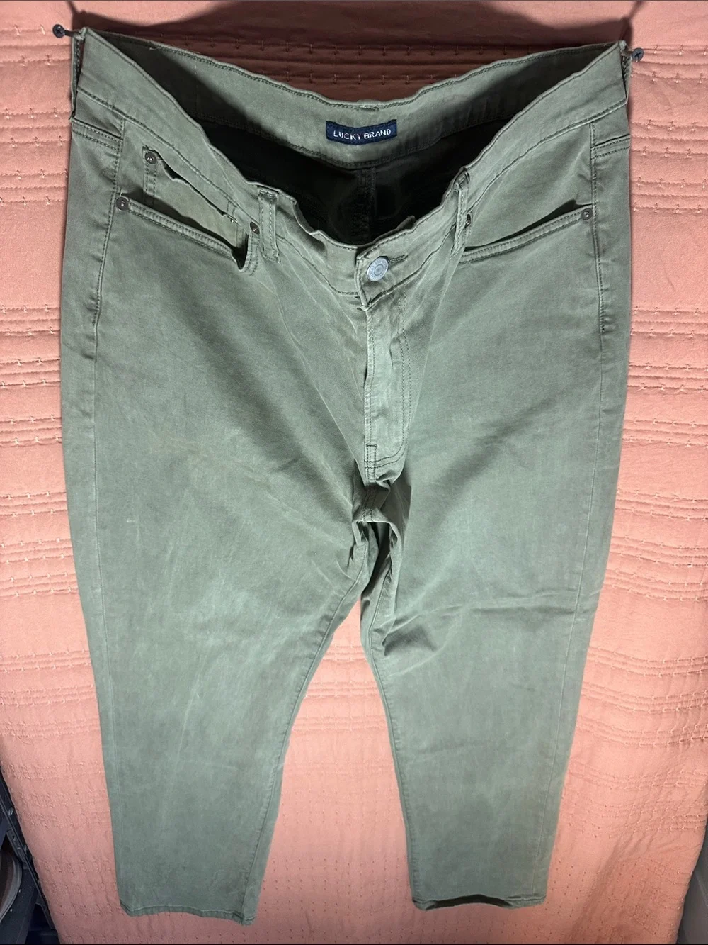 Lucky Brand Olive Green Slim Chinos for Men